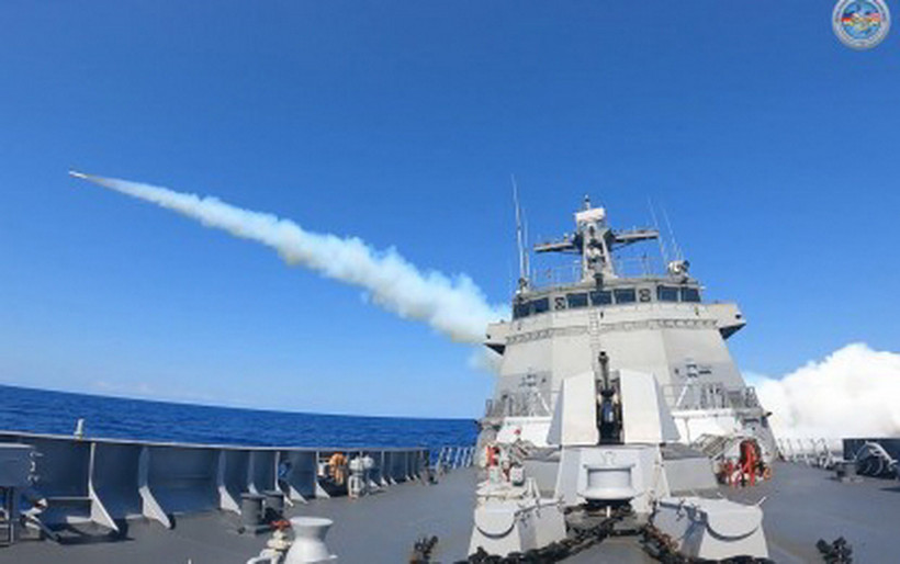 Tàu BRP Jose Rizal (FF-150) trong cuộc tập trận "Balikatan" Mỹ-Philippines năm 2024 tại thành phố Laoag, Ilocos Norte. (Nguồn: PNA)