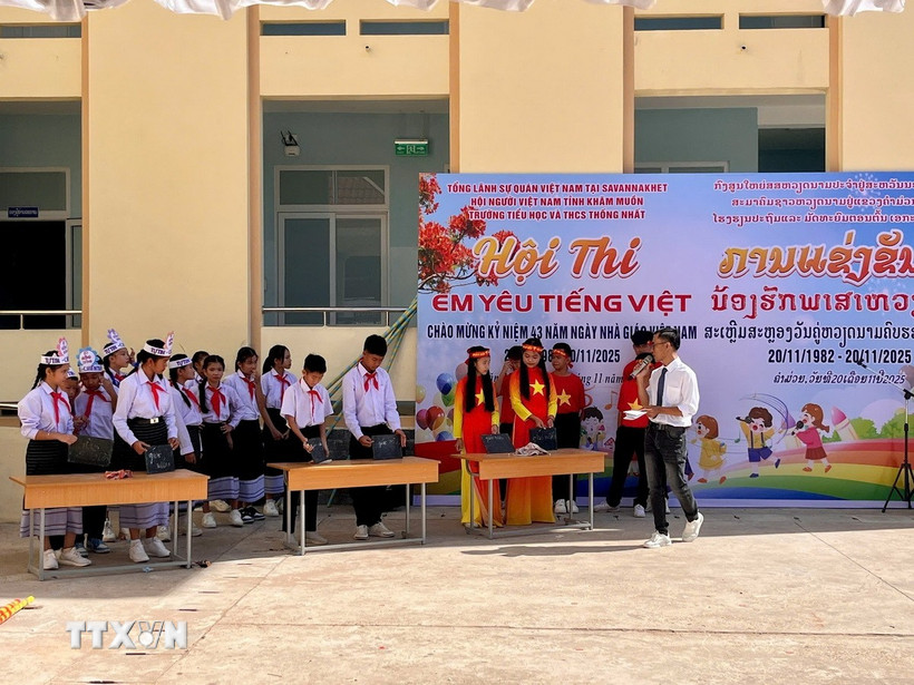 Hội thi “Em yêu tiếng Việt”. (Ảnh: TTXVN phát)