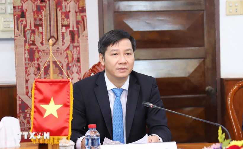 Phó Trưởng ban Tổ chức Trung ương Việt Nam Nguyễn Thành Tâm phát biểu tại Hội đàm. (Ảnh: Xuân Tú/TTXVN