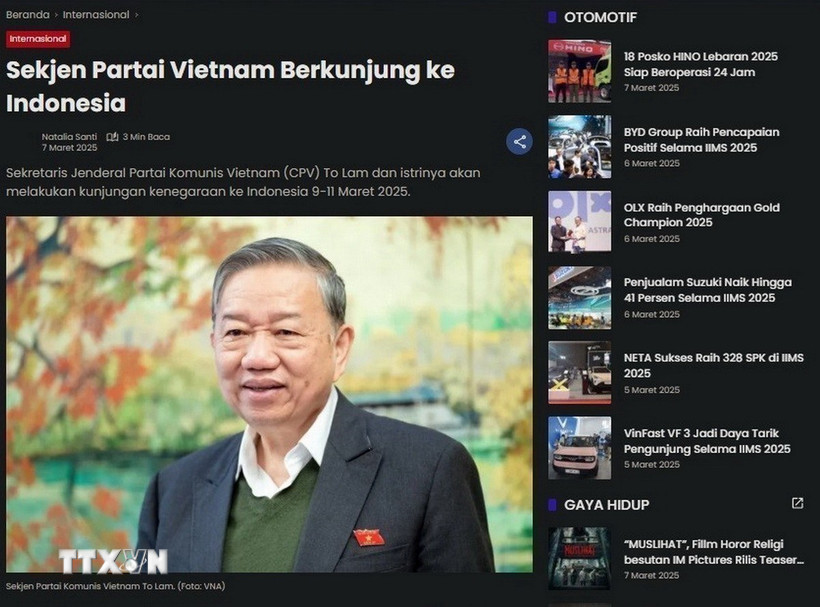 Trang tin sinarharapan đưa tin về chuyến thăm của Tổng Bí thư Tô Lâm. (Ảnh: Đào Trang/TTXVN)