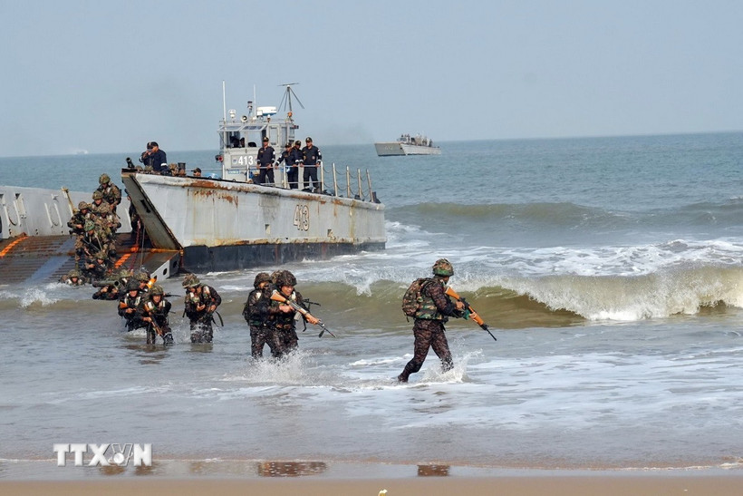 Các lực lượng Mỹ và Ấn Độ tham gia cuộc tập trận “Tiger Triumph 2025”. (Ảnh: ANI/TTXVN)