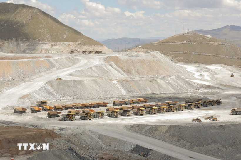 Quang cảnh một mỏ đồng tại Challhuahuacho, Peru. (Ảnh: AFP/TTXVN)