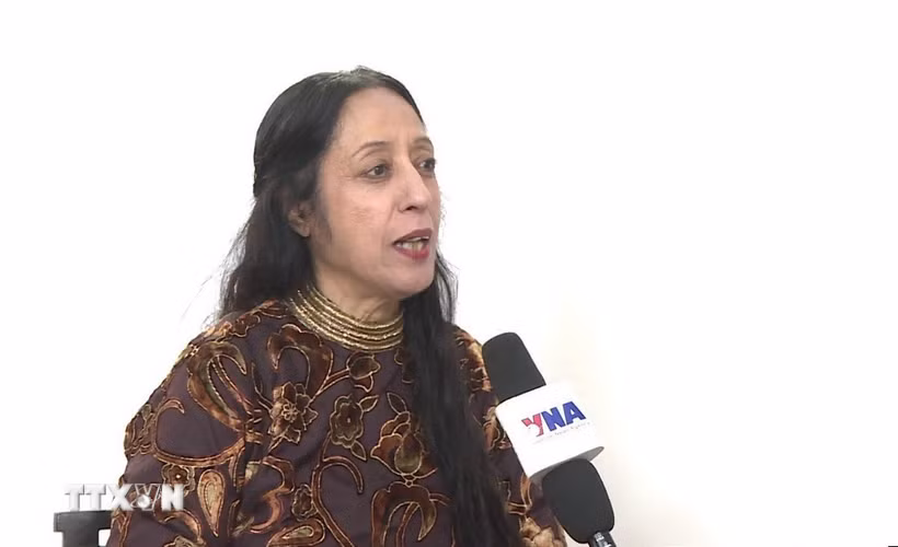 Giáo sư Reena Marwah, giảng viên Đại học Delhi, Tổng Thư ký Hiệp hội các học giả châu Á. (Ảnh: Ngọc Thúy/TTXVN)