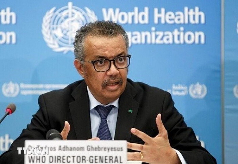 Tổng Giám đốc WHO Tedros Adhanom Ghebreyesus phát biểu trong cuộc họp báo ở Geneva, Thụy Sĩ. (Ảnh: IRNA/TTXVN)