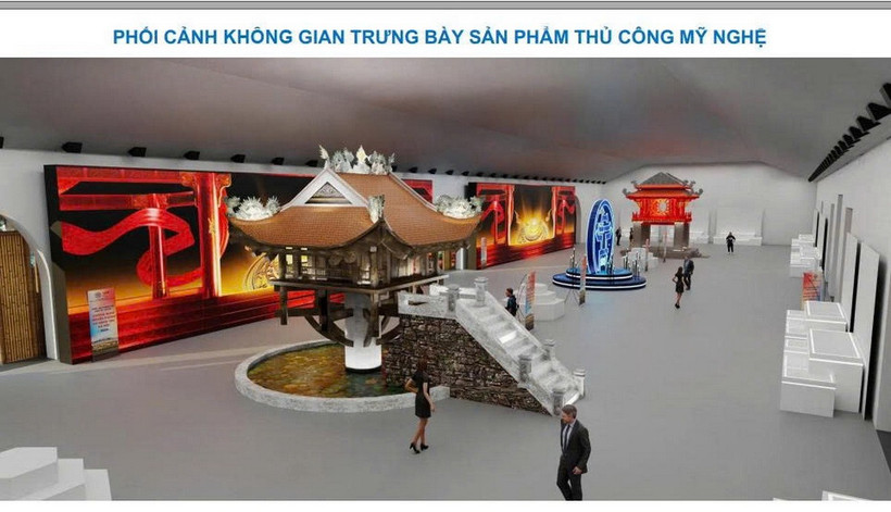 Phối cảnh không gian trưng bày sản phẩm thủ công mỹ nghệ.