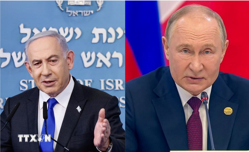 Thủ tướng Israel Benjamin Netanyahu (trái) và Tổng thống Nga Vladimir Putin. (Ảnh: AFP/TTXVN)