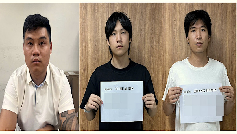 Nhóm đối tượng người Trung Quốc vừa bị bắt giữ. (Ảnh: CQCA cung cấp)