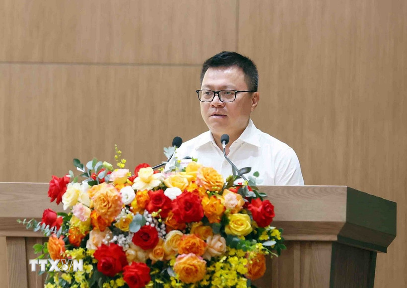 Ông Lê Quốc Minh, Ủy viên Trung ương Đảng, Phó trưởng Ban Tuyên giáo-Dân vận Trung ương, Tổng Biên tập Báo Nhân Dân, Bí thư Đảng ủy, Chủ tịch Hội Nhà báo Việt Nam. (Ảnh: Phạm Kiên/TTXVN)