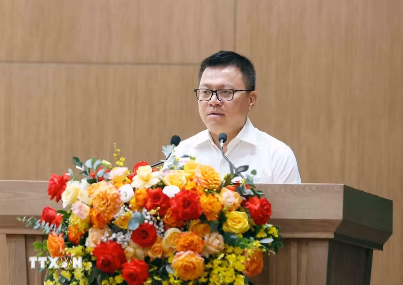 Ông Lê Quốc Minh, Ủy viên Trung ương Đảng, Phó trưởng Ban Tuyên giáo-Dân vận Trung ương, Tổng Biên tập Báo Nhân Dân, Bí thư Đảng ủy, Chủ tịch Hội Nhà báo Việt Nam. (Ảnh: Phạm Kiên/TTXVN)