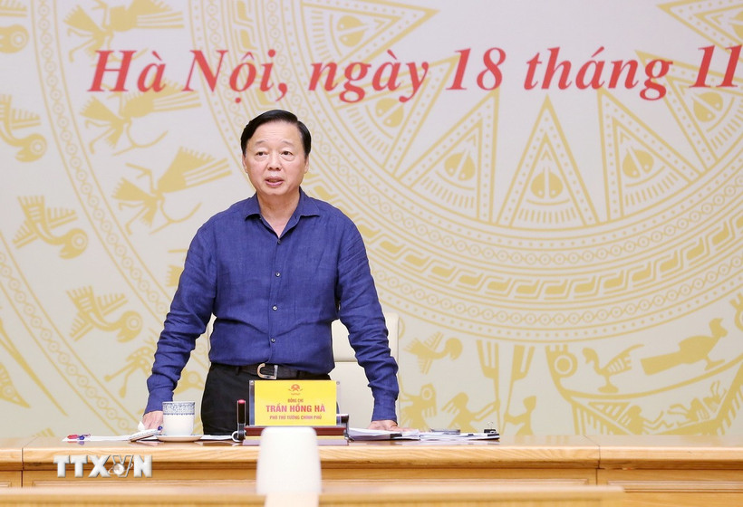 Phó Thủ tướng Trần Hồng Hà phát biểu chỉ đạo. (Ảnh: TTXVN phát)