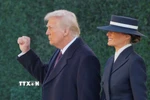 Tổng thống đắc cử Donald Trump cùng Phu nhân Melania Trump tới Nhà thờ Thánh John trong Ngày nhậm chức, ngày 20/1/2025. (Ảnh: REUTERS/TTXVN)