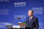 Tổng Bí thư Tô Lâm phát biểu chính sách tại Trường Đại học Yonsei. (Ảnh: Thống Nhất/TTXVN)