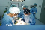 Các bác sỹ Bệnh viện Thống Nhất Thành phố Hồ Chí Minh thực hiện ghép thận cho bệnh nhân từ nguồn thận hiến của người chết não. (Ảnh: TTXVN phát)