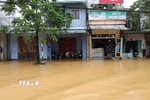 Một khu phố bị ngập sâu trong nước lũ. (Ảnh: Đỗ Trưởng/TTXVN)