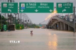 Khu vực bị ngập lụt tại tỉnh Songkhla, Thái Lan ngày 25/11/2025. (Ảnh: THX/TTXVN)