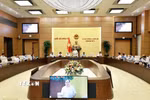 Chủ tịch Quốc hội Trần Thanh Mẫn phát biểu bế mạc Phiên họp thứ tư của ủy ban Thường vụ Quốc hội. (Ảnh: Doãn Tấn/TTXVN)
