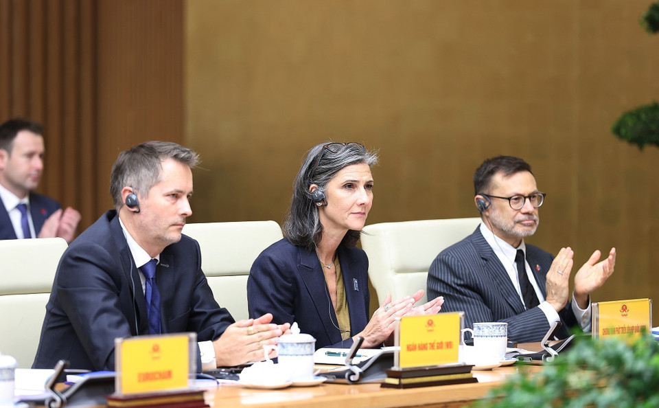 Đại diện các tổ chức quốc tế dự Hội nghị phát triển thị trường khoa học và công nghệ. (Ảnh: Dương Giang/TTXVN)