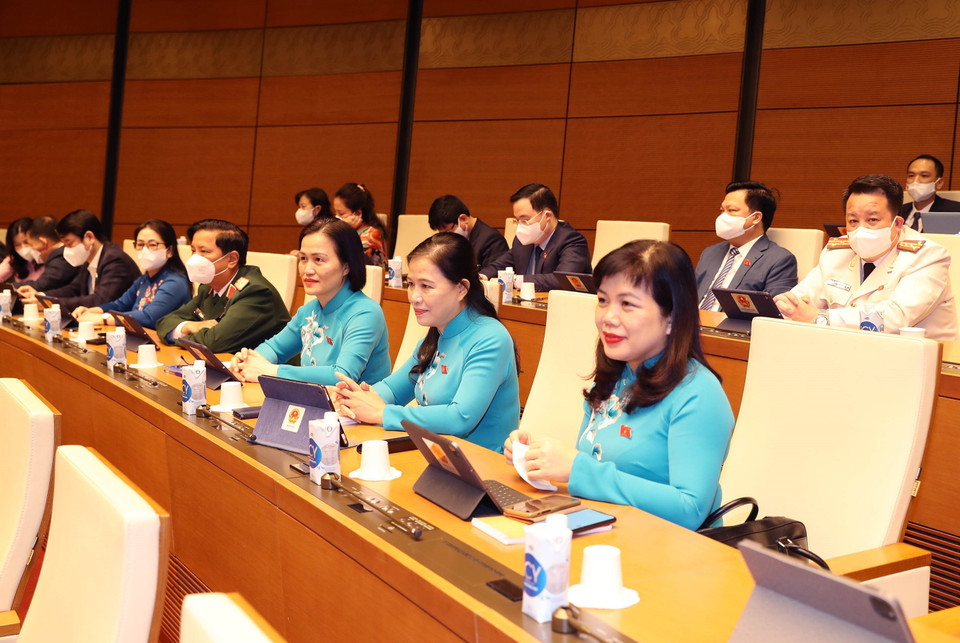 Các đại biểu Quốc hội tỉnh Quảng Ninh tại phiên họp sáng 13/11. (Ảnh: Trọng Đức/TTXVN)