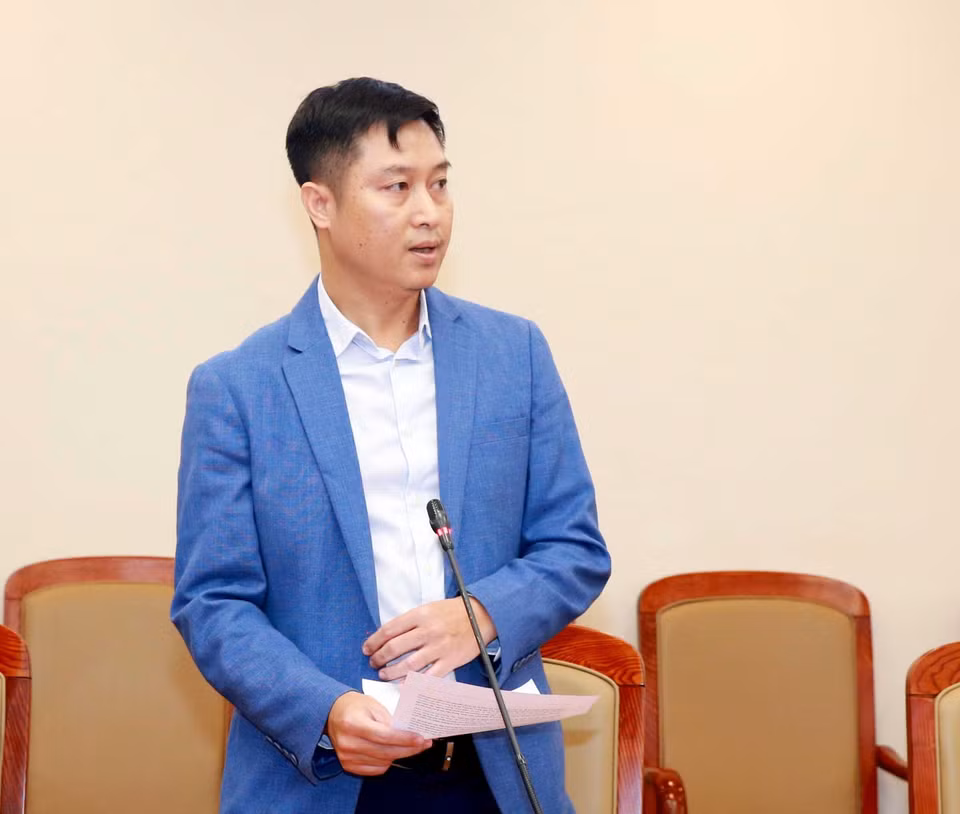 Đại diện Liên chi hội nhà báo Báo điện tử VietnamPlus phát biểu tại hội nghị. (Ảnh: Phương Hoa/TTXVN)