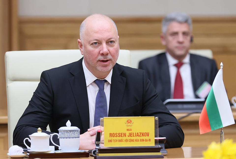 Chủ tịch Quốc hội Bulgaria Rossen Dimitrov Jeliazkov phát biểu. (Ảnh: Dương Giang/TTXVN)