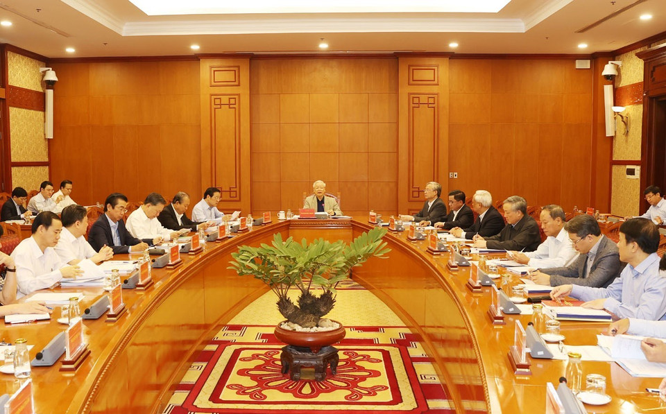 Tổng Bí thư, Chủ tịch nước Nguyễn Phú Trọng phát biểu chỉ đạo cuộc họp. (Ảnh: Trí Dũng/TTXVN)