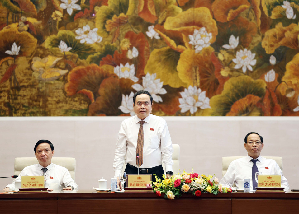 Chủ tịch Quốc hội Trần Thanh Mẫn phát biểu. (Ảnh: Thống Nhất/TTXVN)