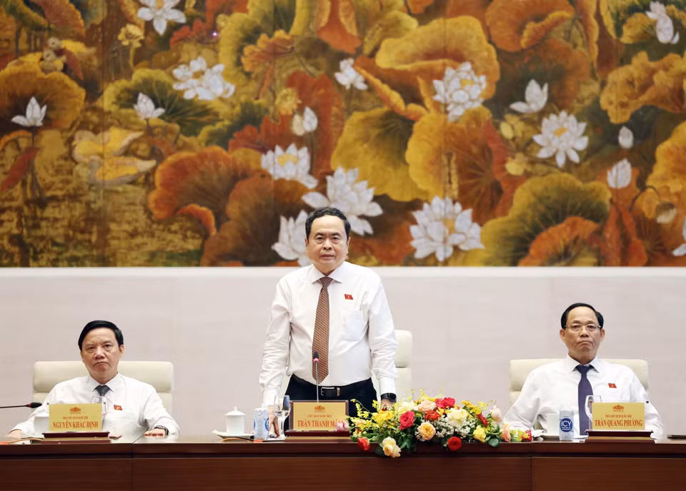 Chủ tịch Quốc hội Trần Thanh Mẫn phát biểu. (Ảnh: Thống Nhất/TTXVN)