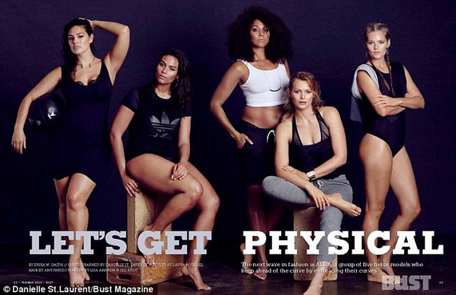 Năm người mẫu ngoại cỡ sáng lập công ty ALDA xuất hiện trên trang bìa tạp chí Bust. (Nguồn: Daily Mail)