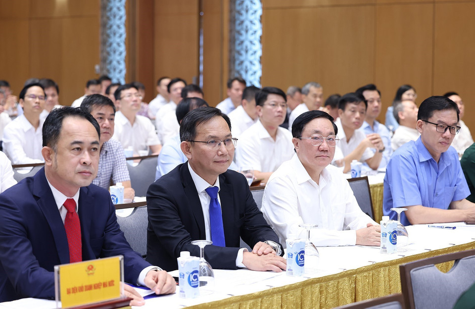 Các đại biểu tham dự hội nghị Thủ tướng Chính phủ làm việc với doanh nghiệp nhà nước. (Ảnh: Dương Giang/TTXVN)
