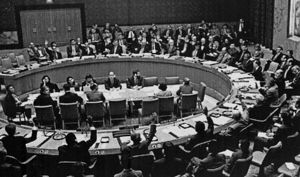  Phiên họp của Hội đồng Bảo an Liên hợp quốc về vấn đề Iraq (12/11/1997). (Ảnh: Tư liệu TTXVN)