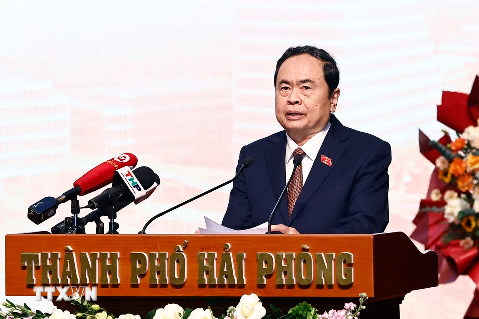 Chủ tịch Quốc hội Trần Thanh Mẫn phát biểu. (Ảnh: Doãn Tấn/TTXVN)