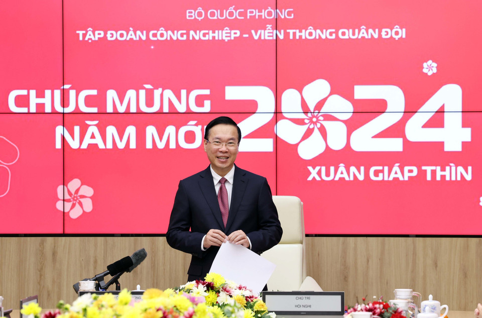 Chủ tịch nước Võ Văn Thưởng phát biểu tại buổi làm việc. (Ảnh: Thống Nhất/TTXVN)