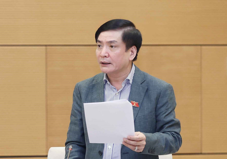 Tổng thư ký Quốc hội, Chủ nhiệm Văn phòng Quốc hội Bùi Văn Cường phát biểu. (Ảnh: Doãn Tấn/TTXVN)