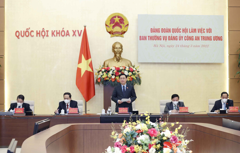 Chủ tịch Quốc hội Vương Đình Huệ phát biểu. (Ảnh: Doãn Tấn/TTXVN)