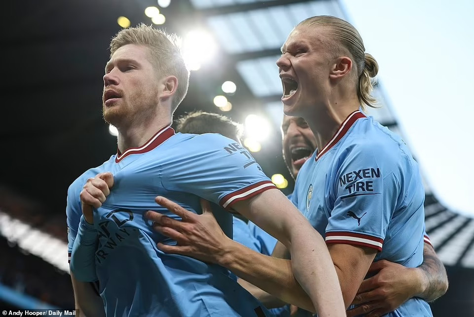 Kevin De Bruyne và Erling Haaland cùng nhau tỏa sáng để giúp đội nhà chiến thắng. (Nguồn: Daily Mail)