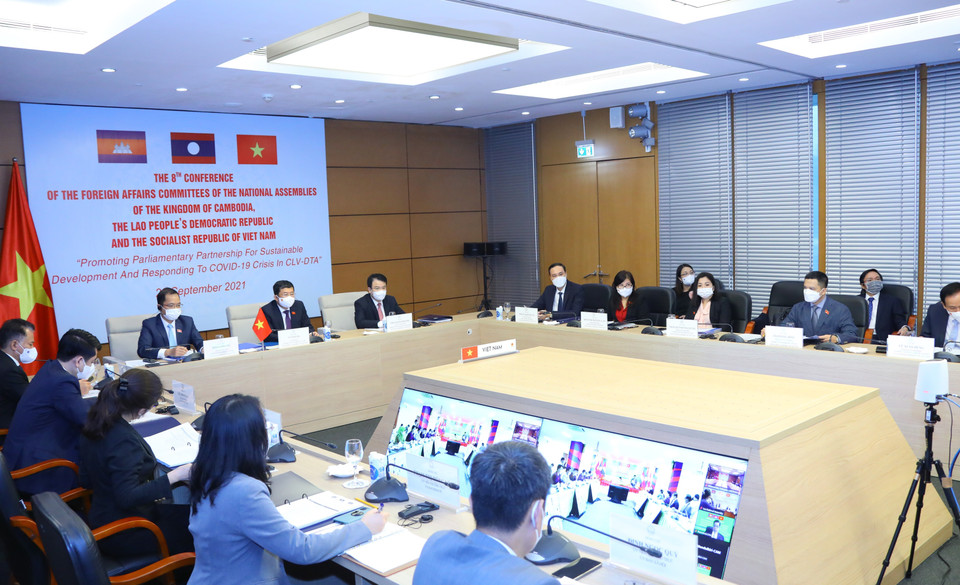 Quang cảnh hội nghị tại điểm cầu Hà Nội. (Ảnh: Nguyễn Điệp/TTXVN)