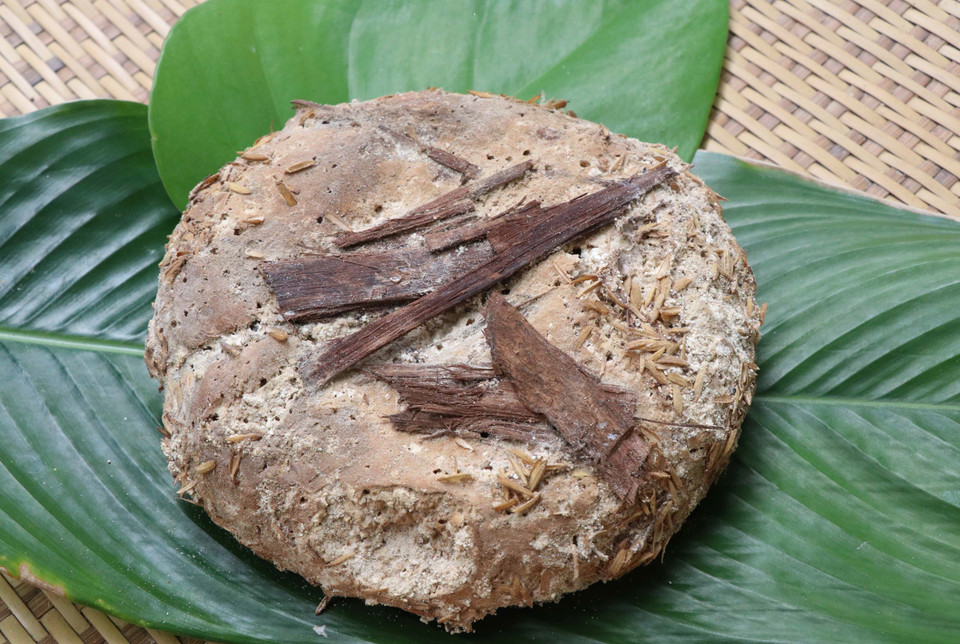 Bánh men lá, làm ra hương vị rất riêng của rượu cần Tây Nguyên. (Ảnh: Hồng Điệp/TTXVN)