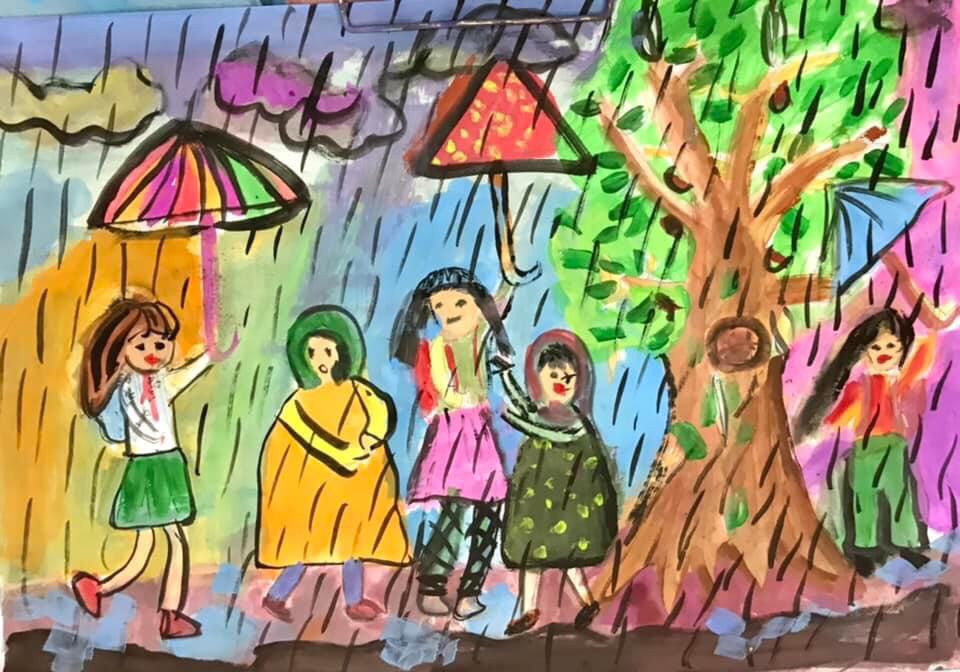 Nhiều chủ đề như ước mơ của em, tĩnh vật màu, vẽ theo nhạc, chân dung, phong cảnh, môi trường, chủ đề gia đình, phong cảnh quê hương, lao động, lễ hội, văn hóa, thể thao… được các em thích thú thể hiện trên giá vẽ. (Nguồn: Vietnam+)