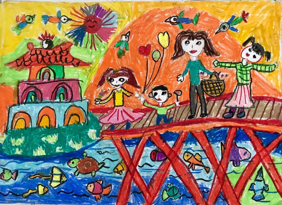 Một tác phẩm của họa sỹ nhí Cổ Đô. (Nguồn: Vietnam+)