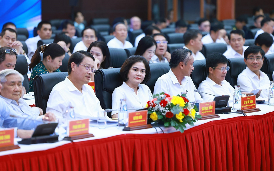 Các đại biểu tham dự Hội nghị triển khai Nghị quyết số 136 của Quốc hội về phát triển thành phố Đà Nẵng. (Ảnh: Dương Giang/TTXVN)