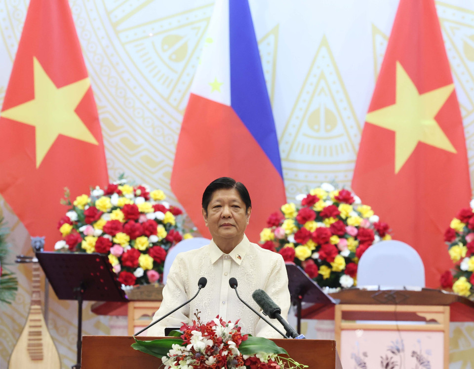 Tổng thống Philippines Ferdinand Marcos Jr phát biểu. (Ảnh: Thống Nhất/TTXVN)