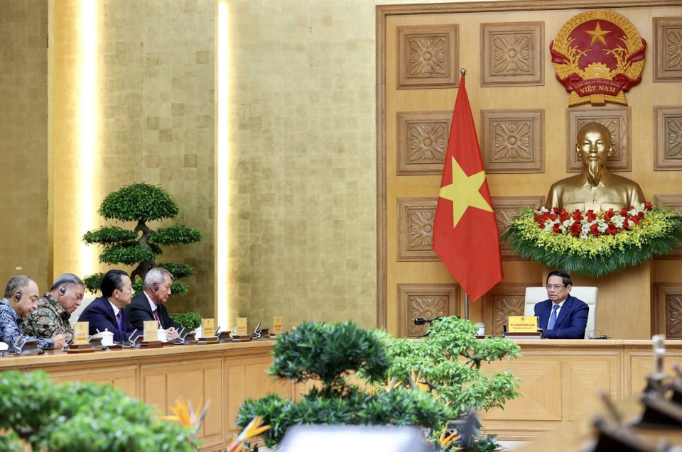 Thủ tướng Phạm Minh Chính tiếp Hội đồng Tư vấn Kinh doanh ASEAN (ASEAN BAC). (Ảnh: Dương Giang/TTXVN)