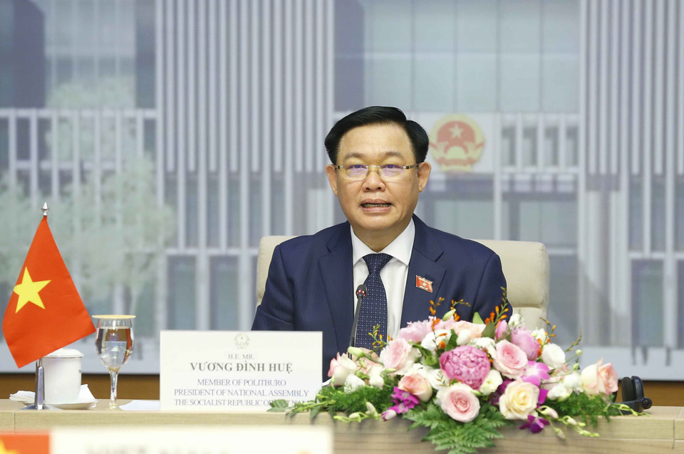 Chủ tịch Quốc hội Vương Đình Huệ phát biểu. (Ảnh: Doãn Tấn/TTXVN)