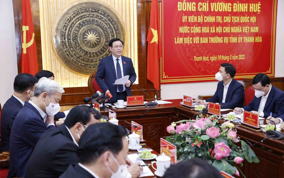 Chủ tịch Quốc hội Vương Đình Huệ phát biểu. (Ảnh: Doãn Tấn/TTXVN)