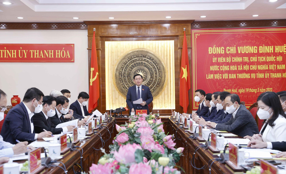 Chủ tịch Quốc hội Vương Đình Huệ phát biểu. (Ảnh: Doãn Tấn/TTXVN)