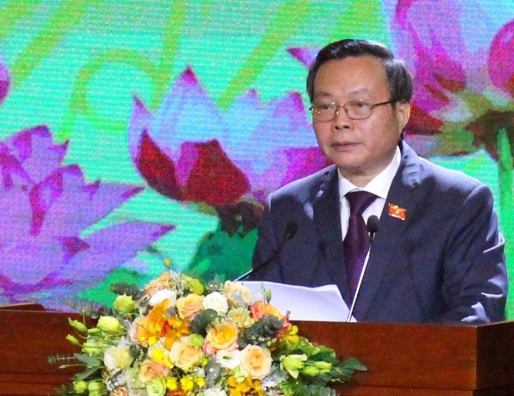 Ông Phùng Quốc Hiển, Ủy viên Trung ương Đảng, Phó Chủ tịch Quốc hội phát biểu tại lễ kỷ niệm. (Ảnh: Quốc Đạt/TTXVN)