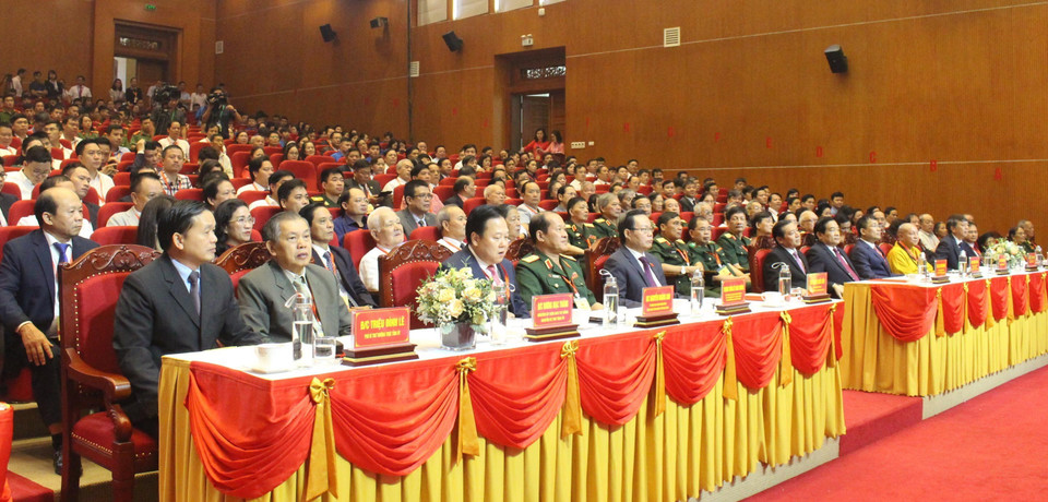 Đại biểu dự Lễ kỷ niệm 70 năm Chiến thắng Biên giới năm 1950 và Giải phóng Cao Bằng. (Ảnh: Quốc Đạt/TTXVN)