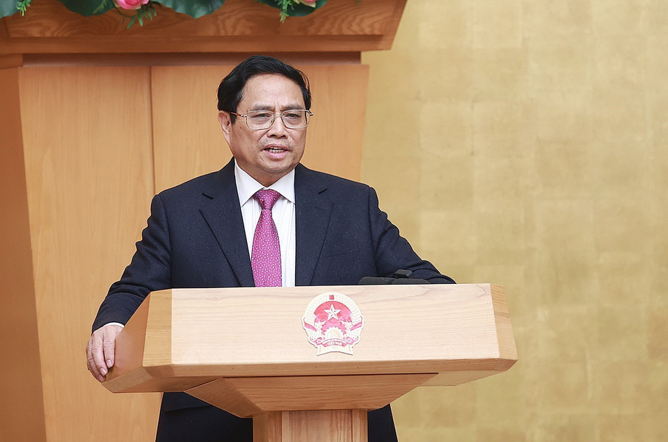 Thủ tướng Phạm Minh Chính kết luận phiên họp. (Ảnh: Dương Giang/TTXVN)