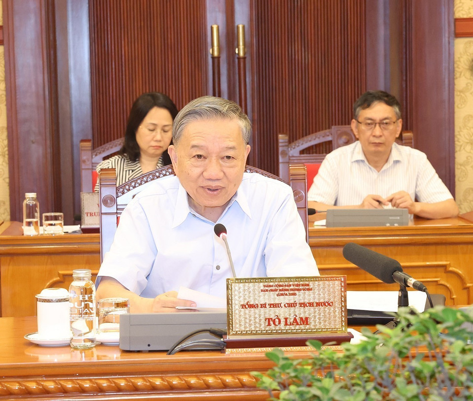 Tổng Bí thư, Chủ tịch nước Tô Lâm phát biểu kết luận. (Ảnh: Trí Dũng/TTXVN)