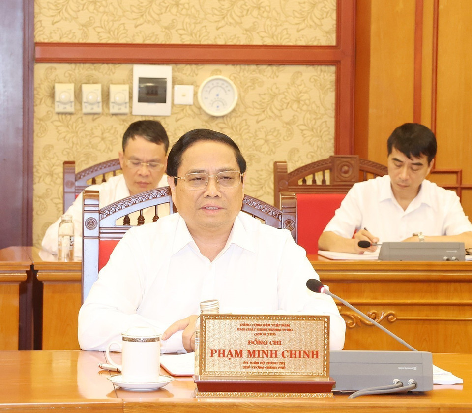 Ủy viên Bộ Chính trị, Thủ tướng Chính phủ Phạm Minh Chính phát biểu. (Ảnh: Trí Dũng/TTXVN)